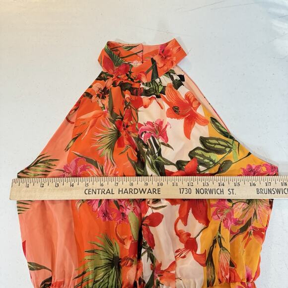 Maggy London Tropical Floral Halter Midi Dress Sz 6 Multicolor Hawaiian Wedding - Picture 8 of 12